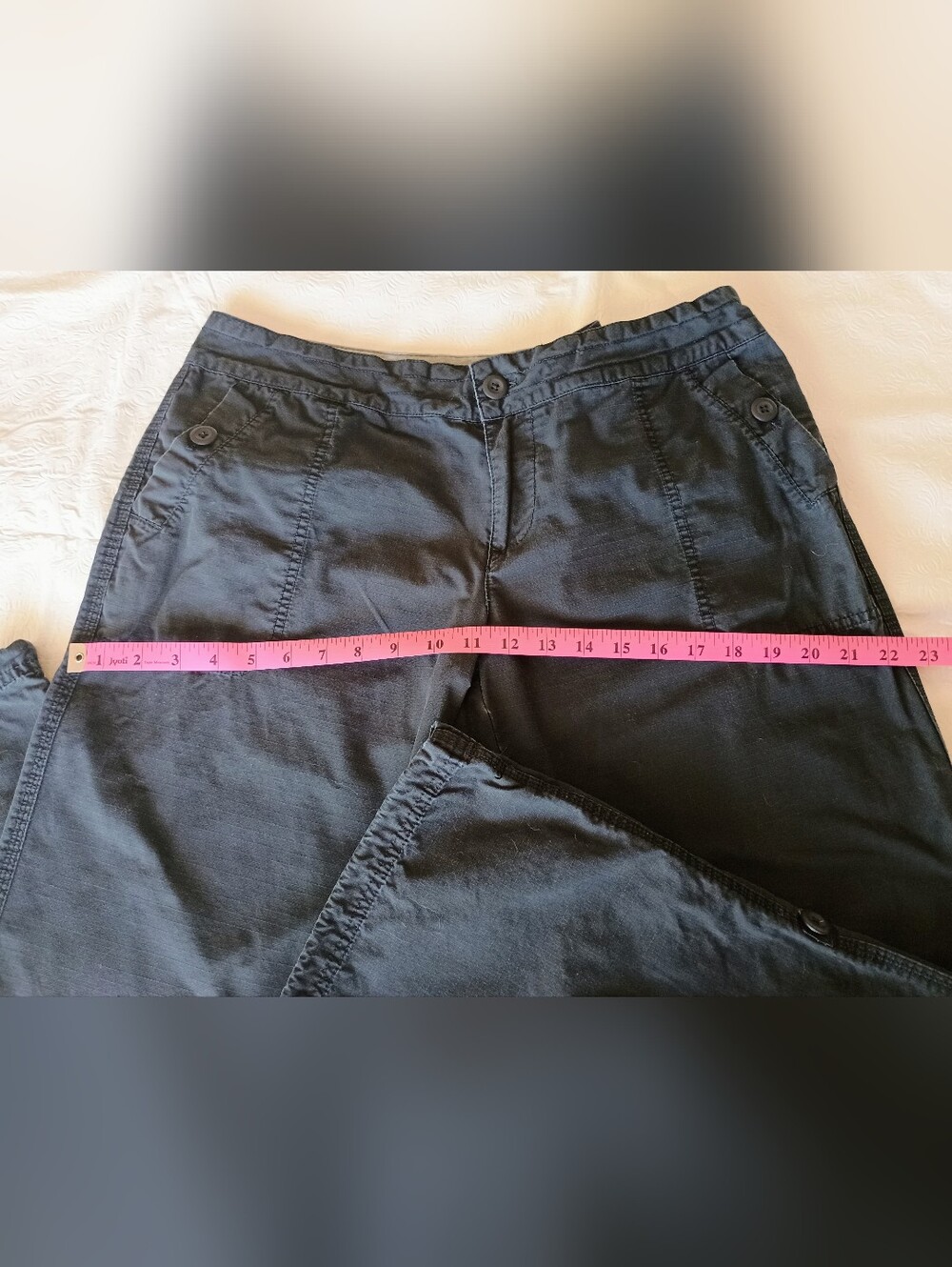 Casual Wide-Leg Button Pocket Pants - Black - Picture 3 of 8